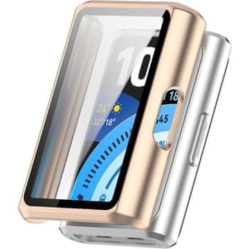GS Ovitek 2 v 1 + kaljeno steklo za Huawei Band 11 Pro, mat roza