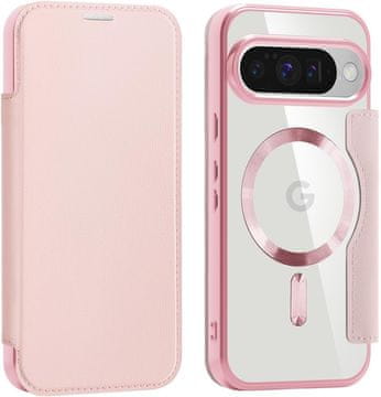 GS Preklopni ovitek za Google Pixel 10/10 Pro, denarnica RFID MagSafe z zaščito kamere, roza