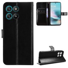 GS Ovitek denarnica Crazy Horse za Motorola Moto G57 Power, črn