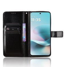 GS Ovitek denarnica Crazy Horse za Motorola Moto G57 Power, črn