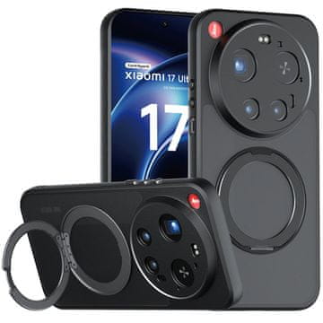 GS Ovitek za Xiaomi 17 Ultra, mat, na dotik, s stojalom, črn