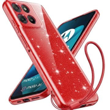 GS Ovitek za Motorola Moto G57 Power, za MagSafe, odporen proti udarcem, bleščeče rdeč