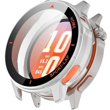 GS Ovitek 2 v 1 + kaljeno steklo za Huawei Watch GT Runner 2, srebrn/oranžen
