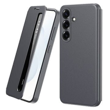 GS Usnjen ovitek za Samsung Galaxy A57 5G Smart View z oknom, siv