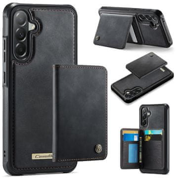 CaseMe Ovitek za Samsung Galaxy A57 5G, usnjen ovitek RFID, s snemljivo denarnico, črn
