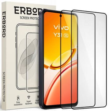 Overboard 2x kaljeno steklo za Vivo Y31 5G / Y21d 4G, 3D polno, steklo za celoten zaslon