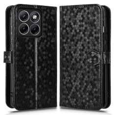 GS Ovitek denarnica Rombus Flip za Motorola Edge 70 Fusion, črn