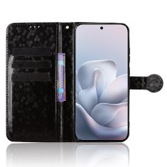 GS Ovitek denarnica Rombus Flip za Motorola Edge 70 Fusion, črn