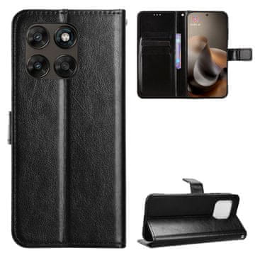 GS Preklopni ovitek za Motorola Moto G77 / G67, denarnica Crazy Horse, črna