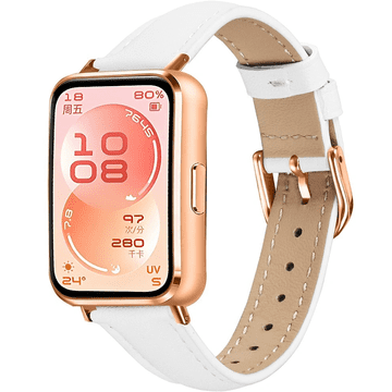 GS Usnjen pašček za Huawei Band 11 / 11 Pro, bel