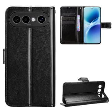 GS Preklopni ovitek za Vivo X300 FE, denarnica Crazy Horse, črna