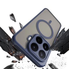 GS Dimljeni ovitek za Xiaomi 17T, mat ovitek, za MagSafe, moder okvir