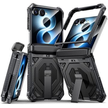 GS Oklepni ovitek za Samsung Galaxy Z Flip 8, s stojalom in pokrovom tečajev, za MagSafe, črn