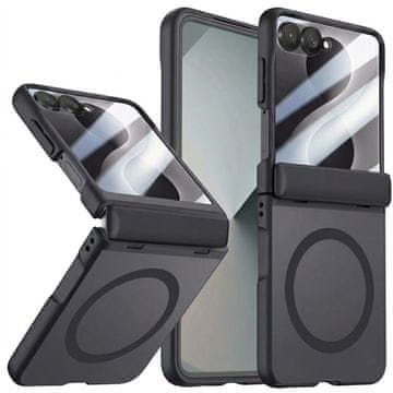 GS Mat ovitek za Samsung Galaxy Z Flip 8 z zaščitno folijo za zaslon, združljiv z MagSafe, črn