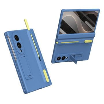 GS Ovitek za Samsung Galaxy Z Fold 8 s stojalom, pisalom in zunanjim steklom, moder