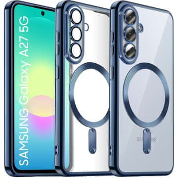 GS Prozoren ovitek za Samsung Galaxy A27 5G, Electro MagSafe, temno moder okvir
