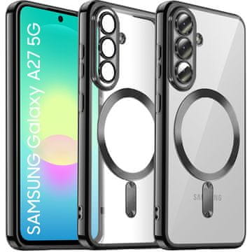 GS Prozoren ovitek za Samsung Galaxy A27 5G, Electro MagSafe, črn okvir