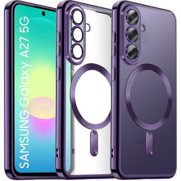 GS Prozoren ovitek za Samsung Galaxy A27 5G, Electro MagSafe, vijoličen okvir