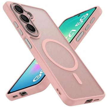 GS Dimljen ovitek za Samsung Galaxy A27 5G, mat ovitek, za MagSafe, roza okvir