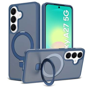 GS Dimljeni ovitek za Samsung Galaxy A27 5G, mat ovitek s stojalom, za MagSafe, moder okvir