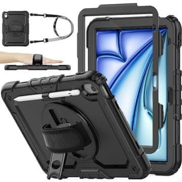 GS Ovitek za iPad Air 13" M4 2026 / M3 2025 / M2 2024, oklepni, vrtljiv za 360 stopinj, črn