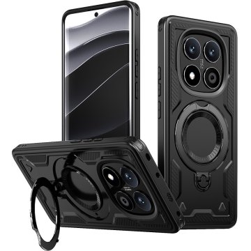 GS Ovitek za Xiaomi Redmi Note 14 Pro+ 5G, vojaški MagSafe, črn