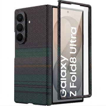 GS Ovitek za Samsung Galaxy Z Fold 8 Ultra, tekstura iz karbonskih vlaken, s steklom za zunanji zaslon, za MagSafe, zelen