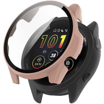 GS Ovitek 2 v 1 + kaljeno steklo za Garmin Forerunner 265, roza