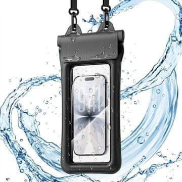 GS Essager ES-FSD04 vodoodporno ohišje IPX8 za telefon, univerzalno, s paščkom, črno