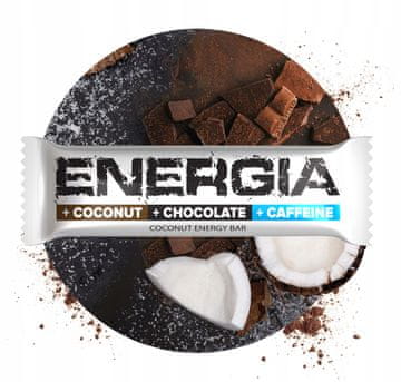 Energijska ploščica pred vadbo z nizkokaloričnim kokosom, čokolado in kofeinom 50 g