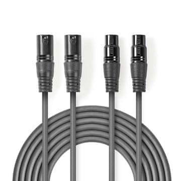 Nedis Uravnotežen zvočni kabel | 2x XLR 3-polni moški | 2x XLR 3-pin ženski | Ponikljano | 3,00 m | Okrogla | PVC | Temno siva | Kartonski ovoj