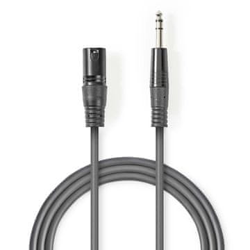 Nedis Uravnotežen zvočni kabel | XLR 3-polni moški | 6,35 mm moški | Ponikljano | 5,00 m | Okrogla | PVC | Temno siva | Kartonski ovoj