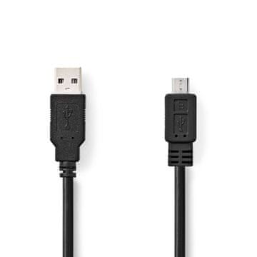 Nedis USB kabel | USB 2.0 | USB-A moški | USB Micro-B moški | 480 Mbps | Ponikljano | 3,00 m | Okrogla | PVC | Črna | Škatla