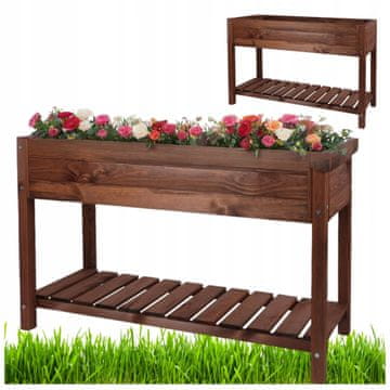 Veliko dvignjeno sadilno korito za zelenjavno gredico temno rjave barve 117x40x78cm