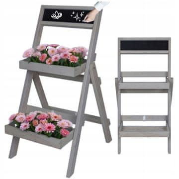 Raztegljivo leseno stojalo za rože iz borovega lesa, elegantna lestev za rože 39x46x73 cm