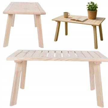 Klubska mizica za vrtno teraso, lesena mizica, neimpregnirana 90x49x45 cm