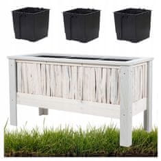 Velik lesen pravokoten vrtni lonec s 3 plastičnimi vložki 100x41x53 cm