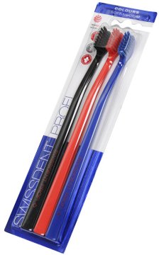 Swissdent Barve zobnih ščetk Soft-Medium 2 + 1 BREZPLAČNO (črna + rdeča + modra)