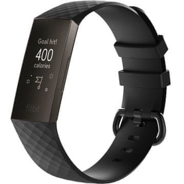 GS Silikonski pašček za Fitbit Charge 3/4, črn