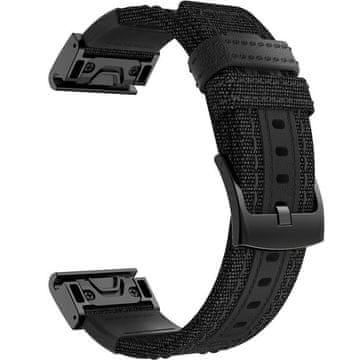 GS Najlonski pašček Quickfit za Garmin Fenix 22mm, črne barve