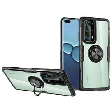 GS Prozoren ovitek z obročem za Huawei P40 Pro, črne barve