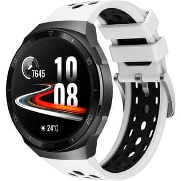 GS Silikonski pašček za Huawei Watch GT 2e, bel / črn