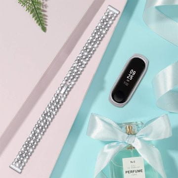 Overboard Zapestnica z okrasnimi kamni za Xiaomi Mi Band 5 - srebrna
