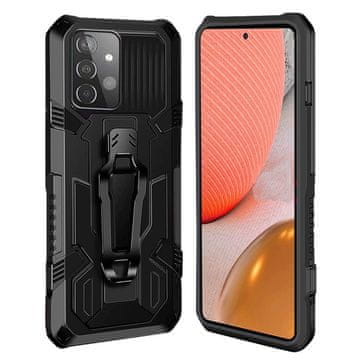 Overboard Hibridni ovitek KickStand za Samsung Galaxy A72 5G / A72 LTE, črn