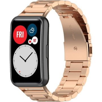 GS Zapestnica iz nerjavečega jekla za Huawei Watch Fit - roza zlata