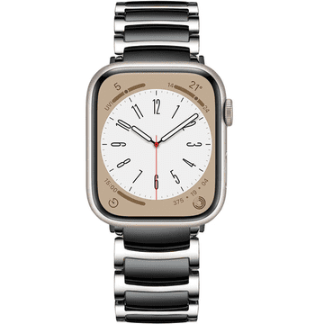 GS Zapestnica za Apple Watch 1/2/3/4/5/6/7/8/9/10/11/SE Ultra 1/2/3 42/44/45/46/49mm, črna/srebrna