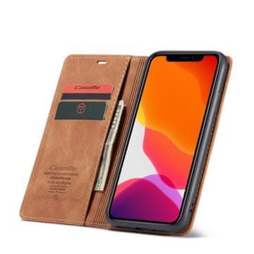 CaseMe Usnjena denarnica za iPhone 11, rjava
