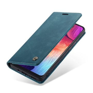 CaseMe za Samsung Galaxy A50/A50S/A30S, usnjen ovitek denarnica, moder