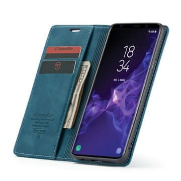 CaseMe Ovitek za Samsung Galaxy S9 Plus, usnjena denarnica, modra
