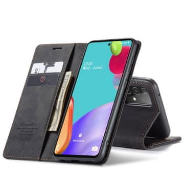 CaseMe Ovitek za Samsung Galaxy A52 / A52s, usnjena denarnica, črna